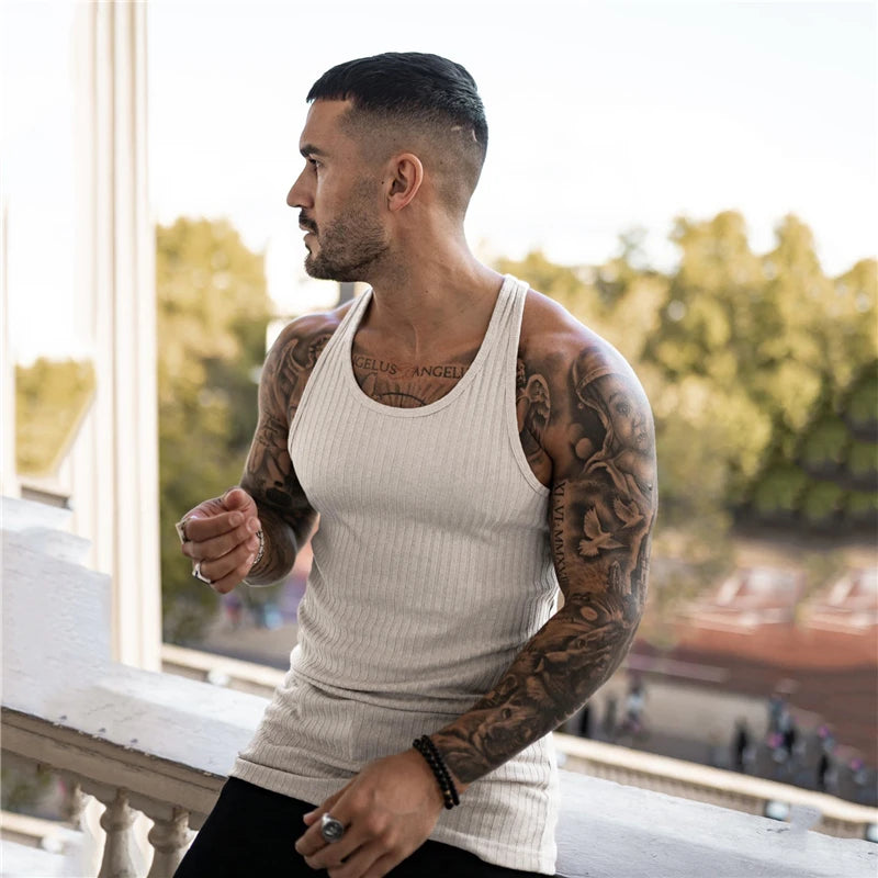 Men's Ribbed Muscle Fit Tank Top – Sleeveless Cotton Undershirt