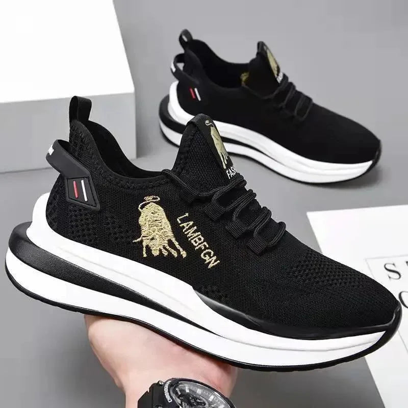 Men's Casual Sneakers - Summer Trendy Round-Toe Black Shoes
