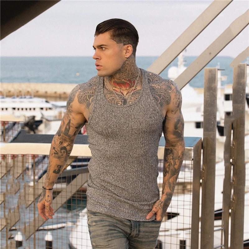 Men's Ribbed Muscle Fit Tank Top – Sleeveless Cotton Undershirt