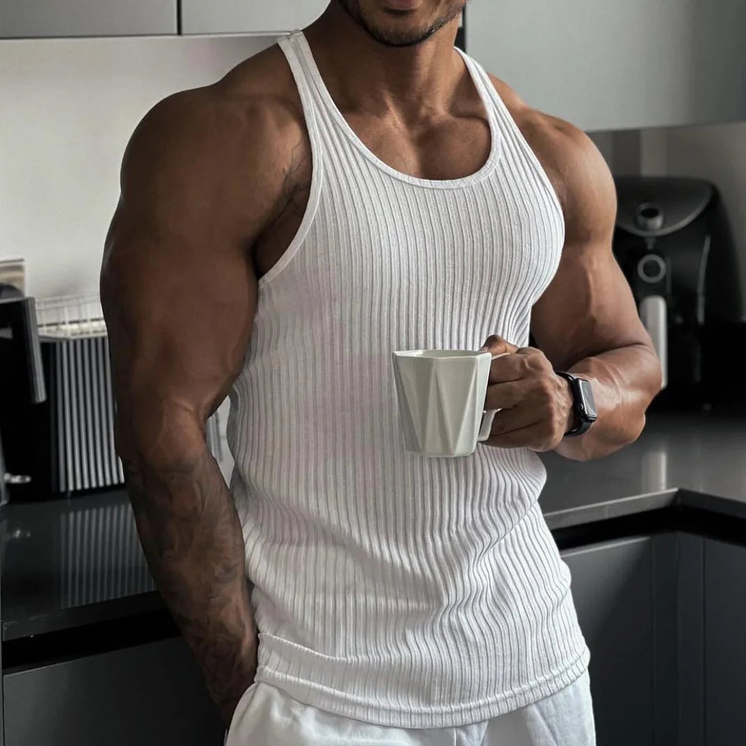 Men's Ribbed Muscle Fit Tank Top – Sleeveless Cotton Undershirt