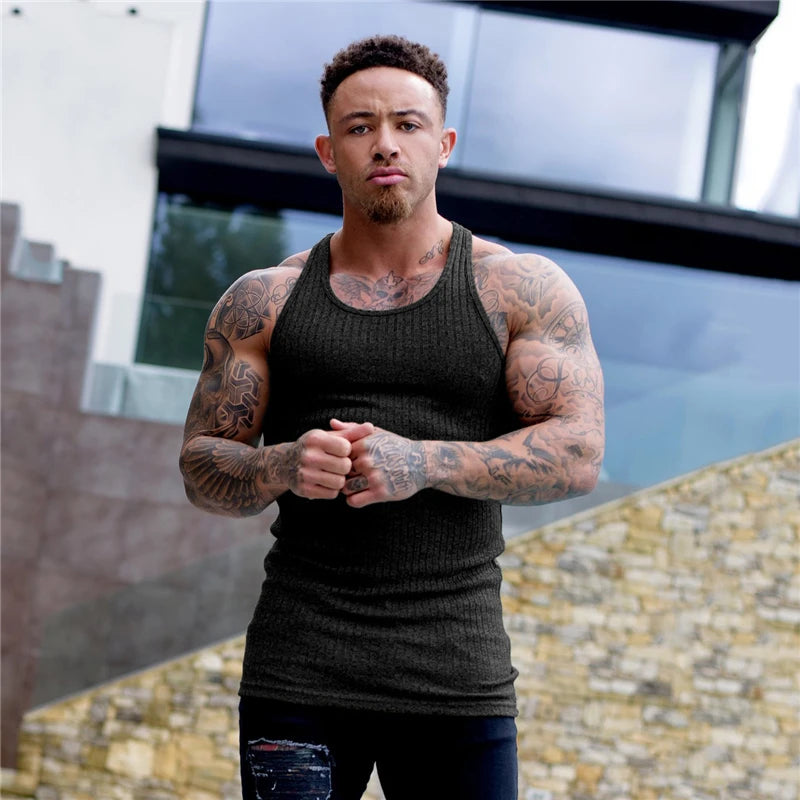 Men's Ribbed Muscle Fit Tank Top – Sleeveless Cotton Undershirt