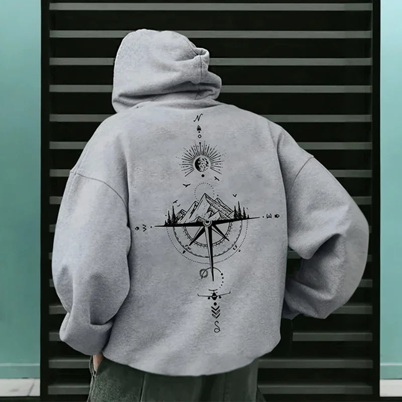 Vintage Compass Print Hoodies