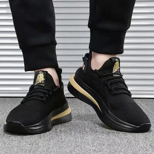 Men's Casual Sneakers - Summer Trendy Round-Toe Black Shoes