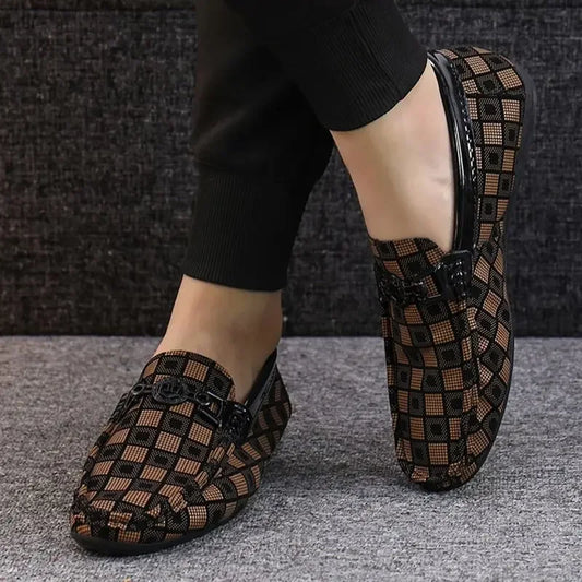 Leather Shoes for Men Round Toe Non Slip and Waterproof Loafers