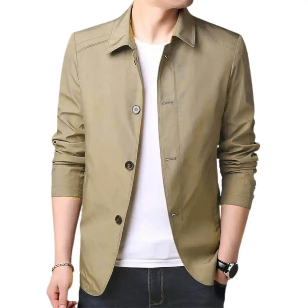Men Outerwear Elegant Men's Mid Length Business Coat