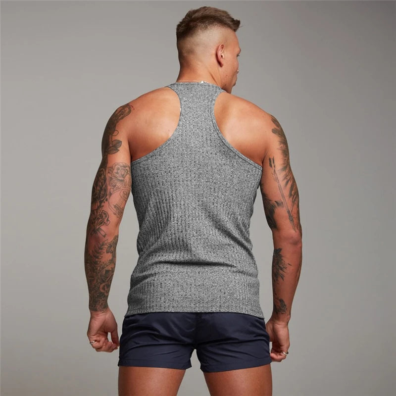 Men's Ribbed Muscle Fit Tank Top – Sleeveless Cotton Undershirt