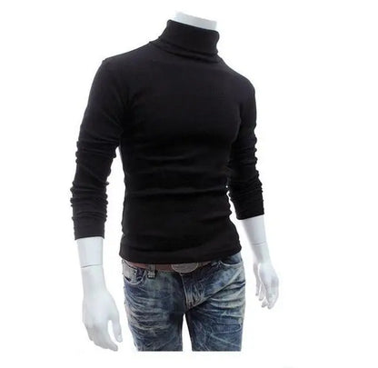 Fashion Men Sweater Solid Color Long Sleeve Turtleneck Sweater