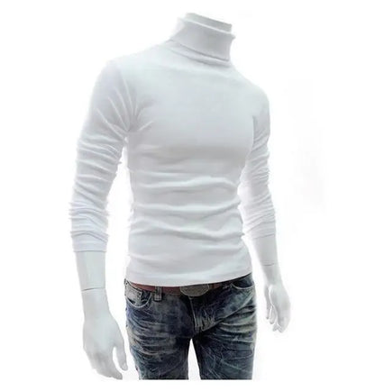 Fashion Men Sweater Solid Color Long Sleeve Turtleneck Sweater