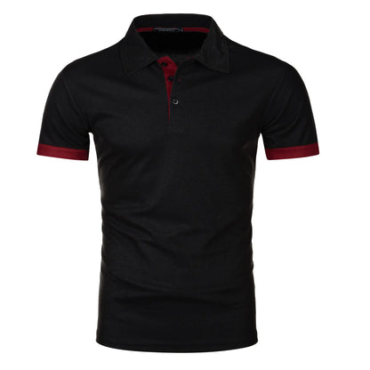 Men's short sleeve color matching fashion with men's lapel short sleeve
