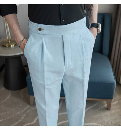 90% Linen 10% Cotton Suit Pants Naples Breathable
