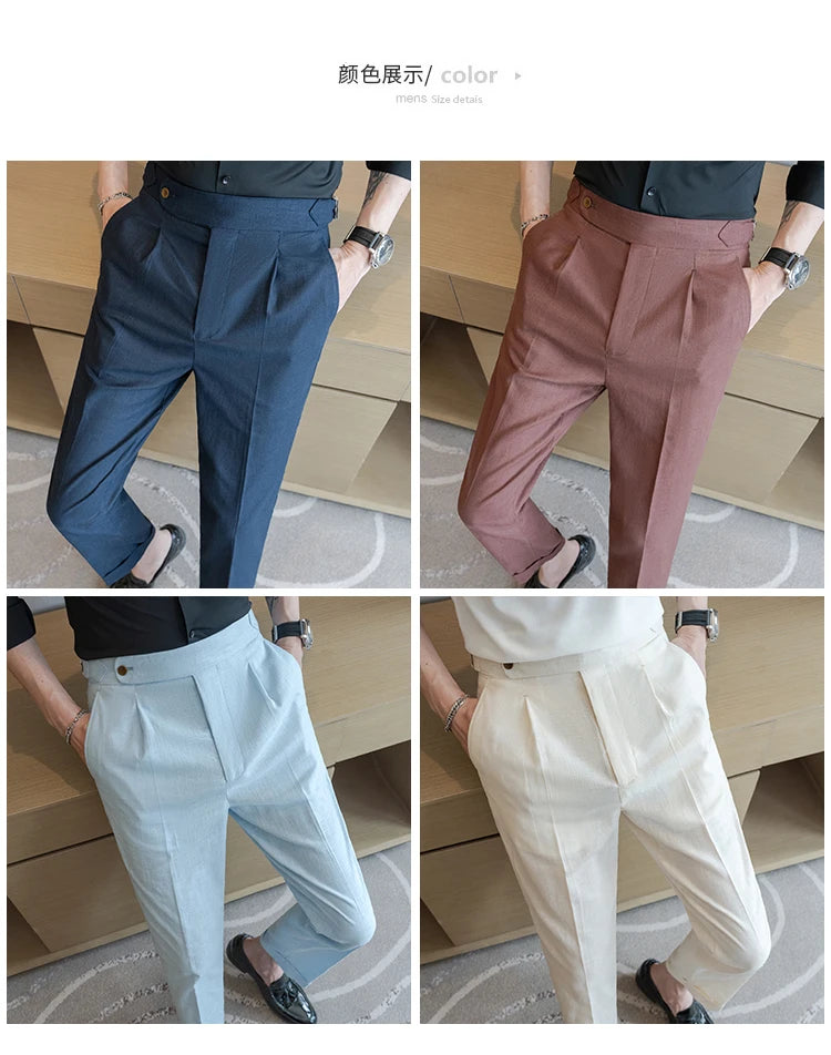 90% Linen 10% Cotton Suit Pants Naples Breathable