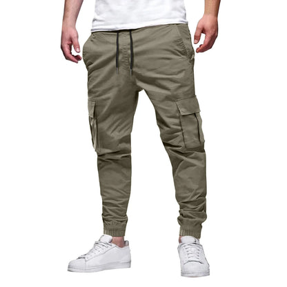 Men's Casual Multi-Pocket Elastic Waist Overalls Pants