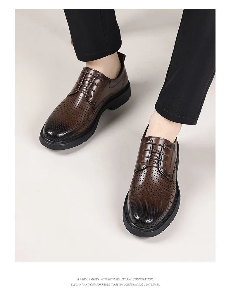 Summer Hallow Breathable Platform Leather Shoes