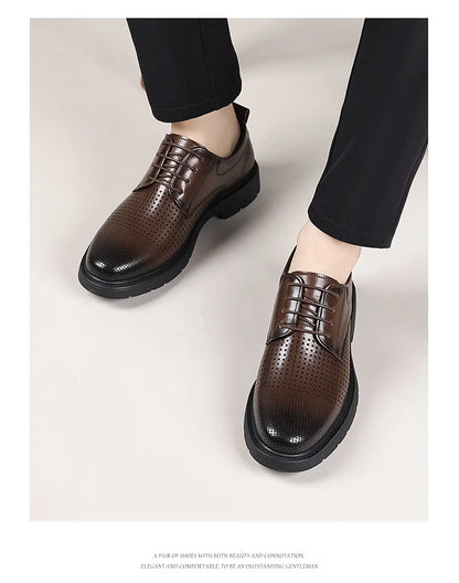 Summer Hallow Breathable Platform Leather Shoes