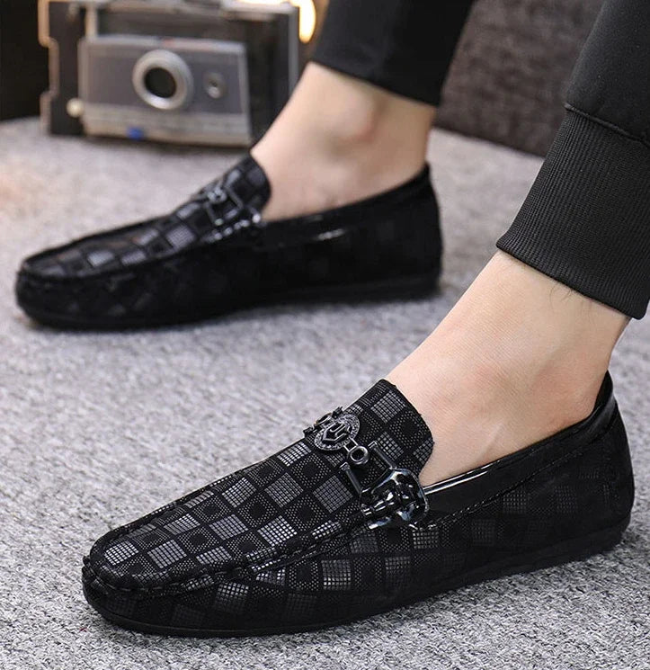 Leather Shoes for Men Round Toe Non Slip and Waterproof Loafers