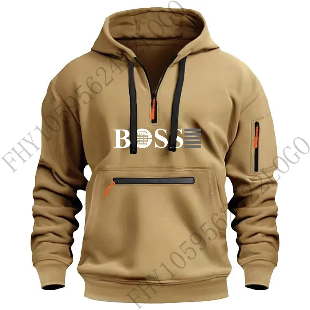 Men's new digital printed sports multi-zipper long-sleeved hoodie