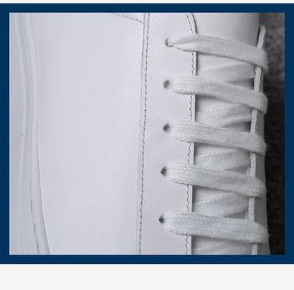 Cow Leather Platform Shoes for Men New Designer Fashion White Casual Sneakers