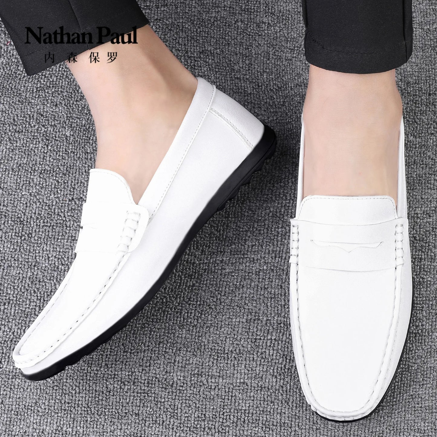 Leather men's shoes summer new driving flat casual style