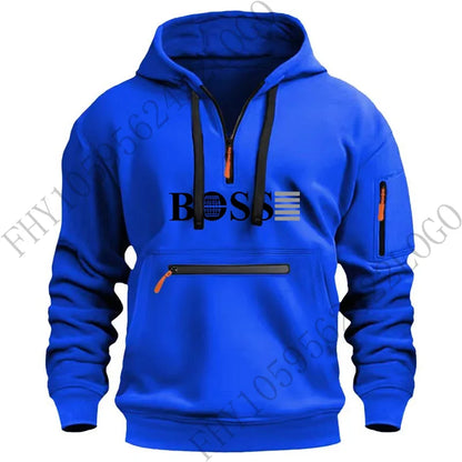 Men's new digital printed sports multi-zipper long-sleeved hoodie
