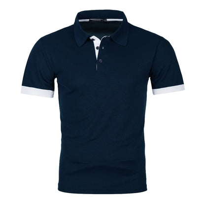 Men's short sleeve color matching fashion with men's lapel short sleeve