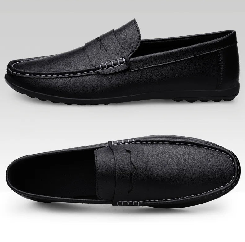 Leather men's shoes summer new driving flat casual style