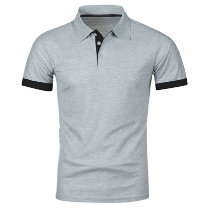 Men's short sleeve color matching fashion with men's lapel short sleeve