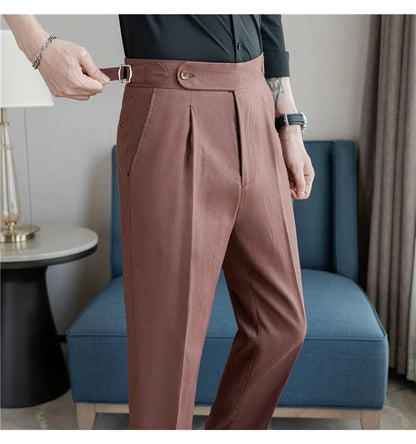 90% Linen 10% Cotton Suit Pants Naples Breathable