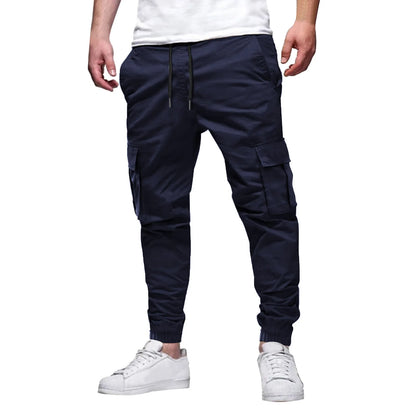 Men's Casual Multi-Pocket Elastic Waist Overalls Pants