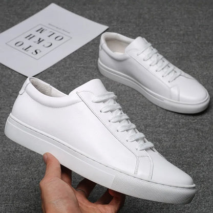 Cow Leather Platform Shoes for Men New Designer Fashion White Casual Sneakers