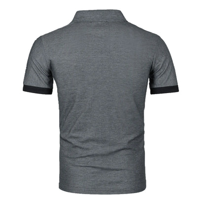 Men's short sleeve color matching fashion with men's lapel short sleeve