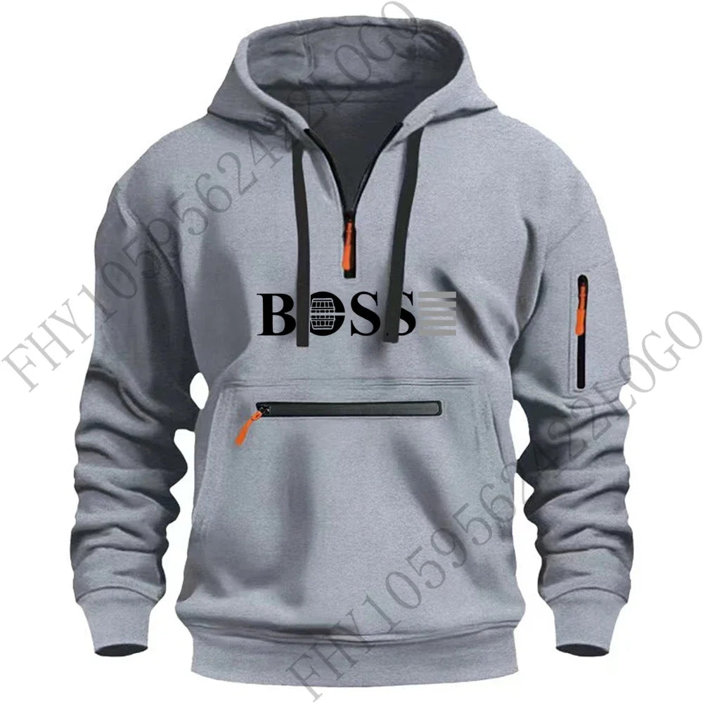 Men's new digital printed sports multi-zipper long-sleeved hoodie