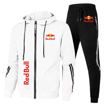 Spring  Red Bull Logo Men's Hoodie Set 2-Piece New Red Bull Printed Jacket