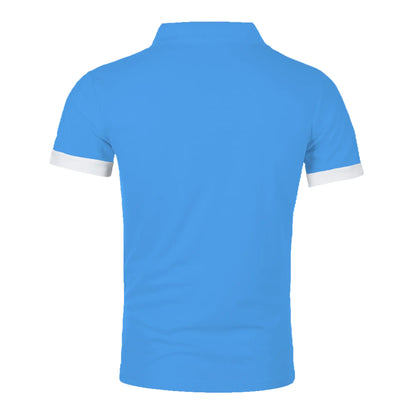 Men's short sleeve color matching fashion with men's lapel short sleeve