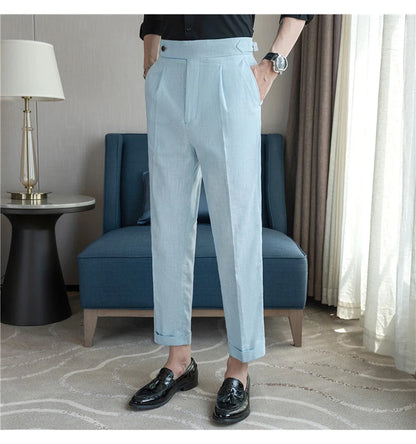 90% Linen 10% Cotton Suit Pants Naples Breathable