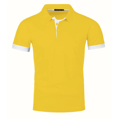 Men's short sleeve color matching fashion with men's lapel short sleeve