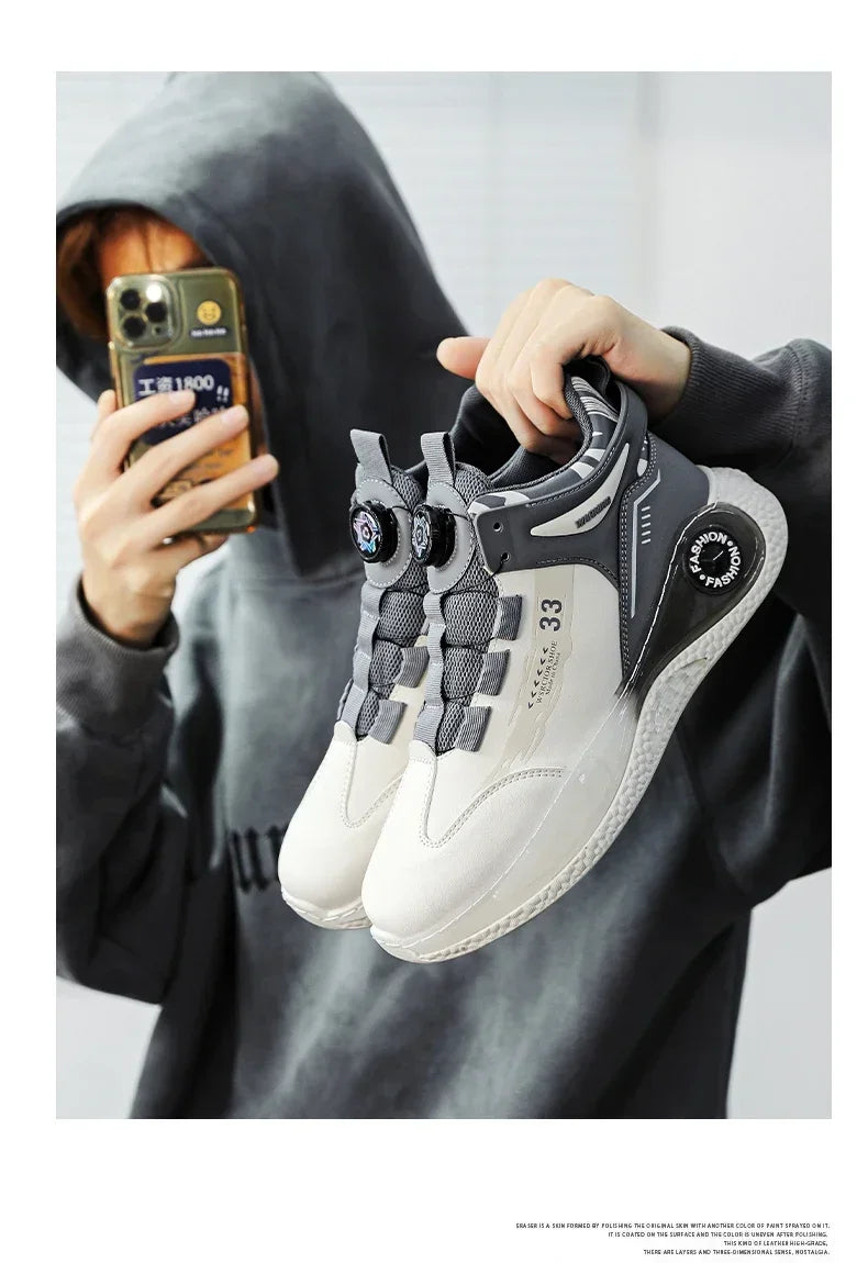 Men's Sneakers with Swivel Buckle, Comfortable, Non-slip, with Laces, Durable, for Outdoor Activities