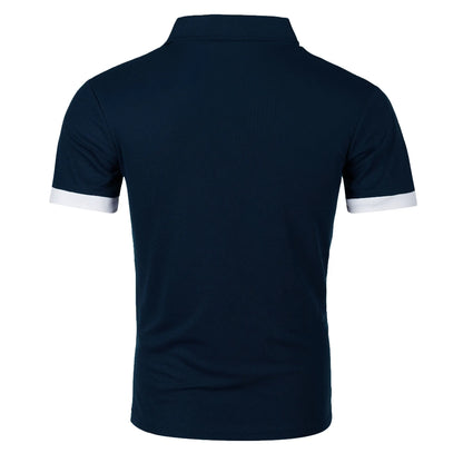 Men's short sleeve color matching fashion with men's lapel short sleeve