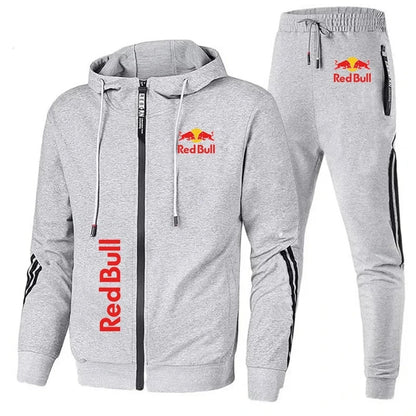 Spring  Red Bull Logo Men's Hoodie Set 2-Piece New Red Bull Printed Jacket