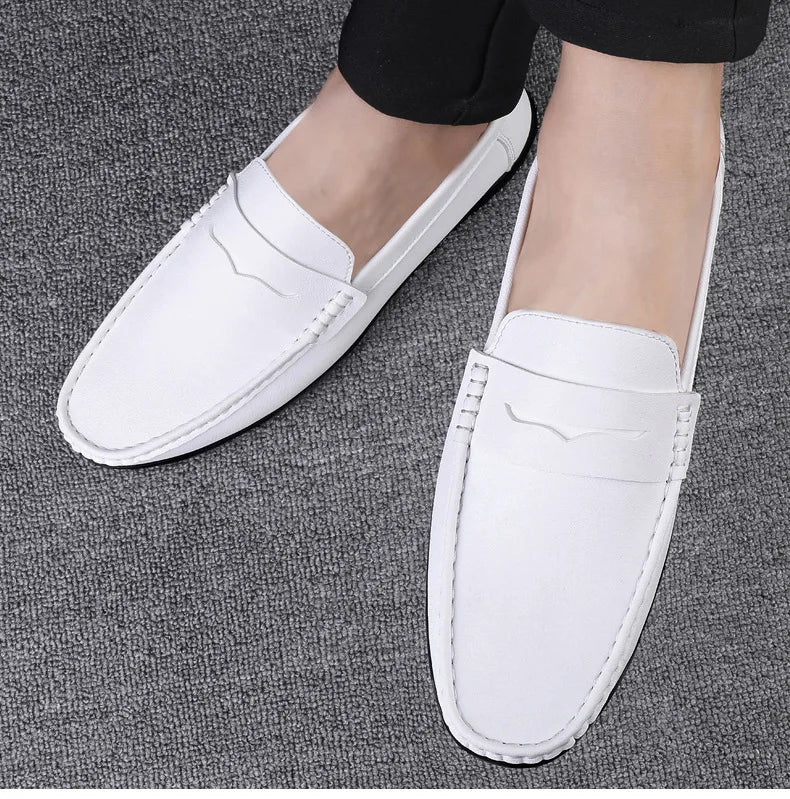 Leather men's shoes summer new driving flat casual style