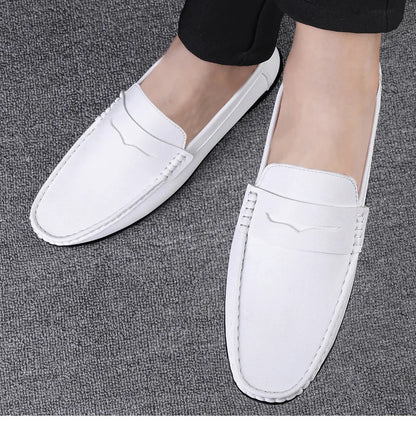 Leather men's shoes summer new driving flat casual style