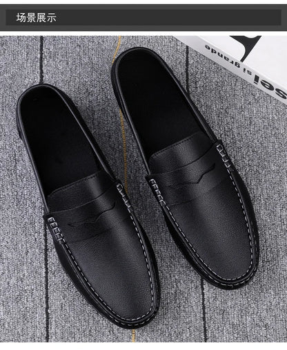 Leather men's shoes summer new driving flat casual style