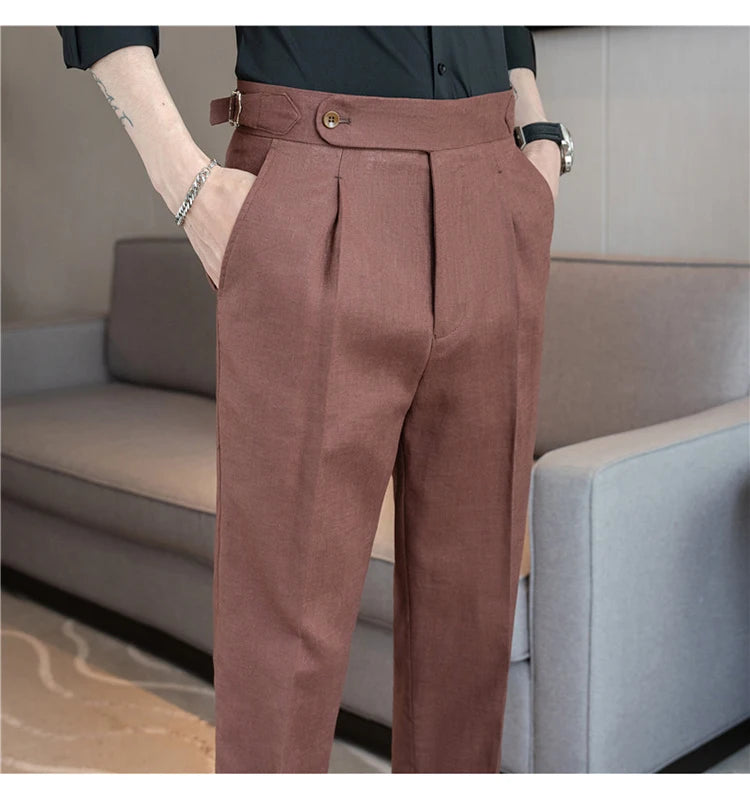 90% Linen 10% Cotton Suit Pants Naples Breathable