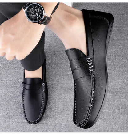 Leather men's shoes summer new driving flat casual style