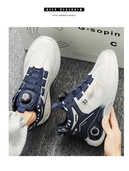 Men's Sneakers with Swivel Buckle, Comfortable, Non-slip, with Laces, Durable, for Outdoor Activities