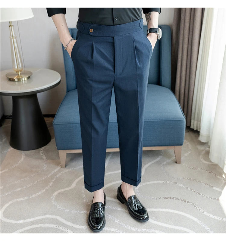 90% Linen 10% Cotton Suit Pants Naples Breathable