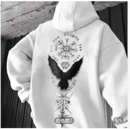 Men's Viking Totem Printed Hooded Sweatshirt