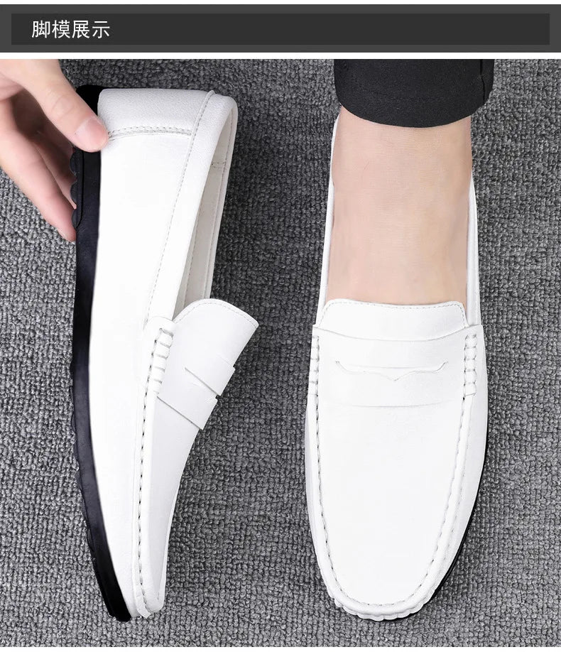 Leather men's shoes summer new driving flat casual style