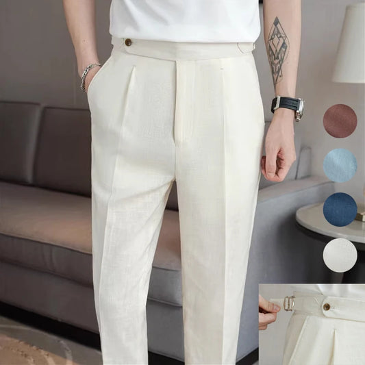 90% Linen 10% Cotton Suit Pants Naples Breathable