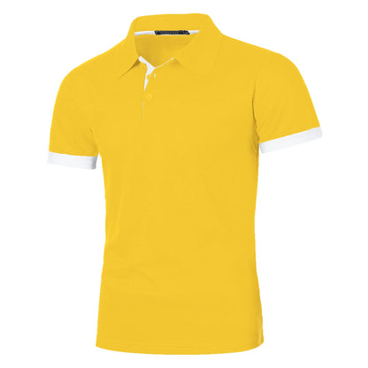 Men's short sleeve color matching fashion with men's lapel short sleeve