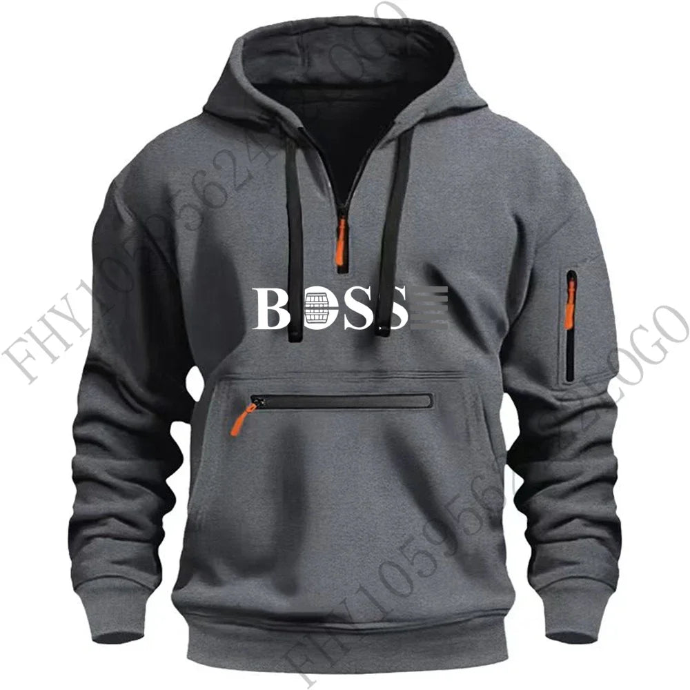 Men's new digital printed sports multi-zipper long-sleeved hoodie